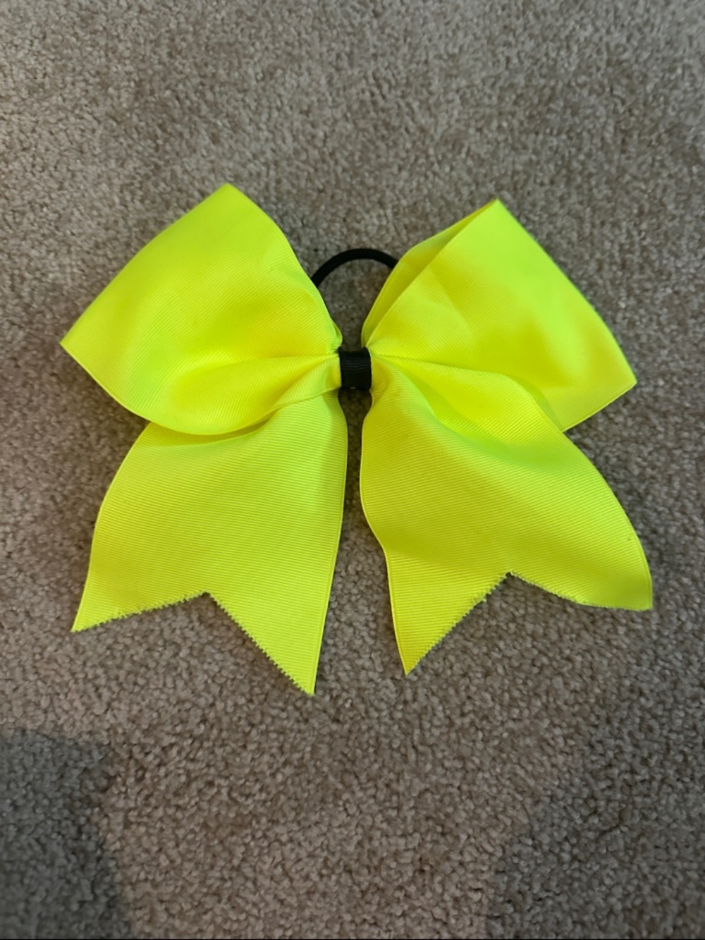 Neon Yellow Hair Bow Ponytail Holder